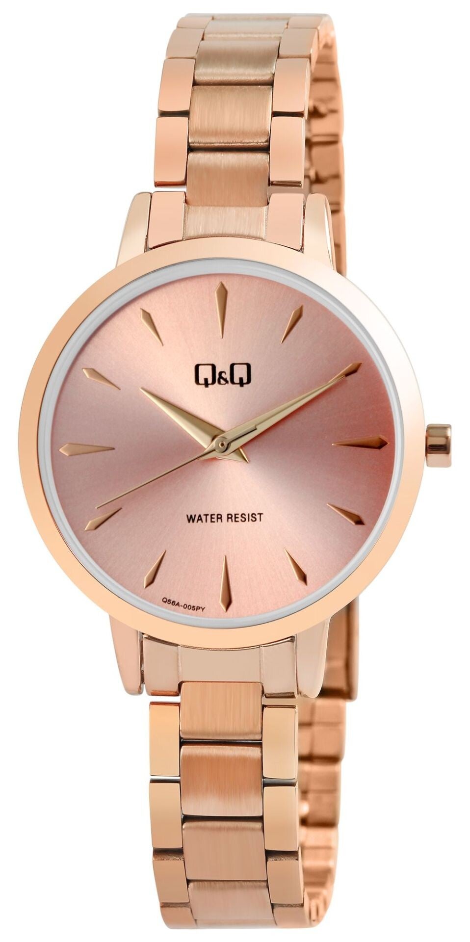 Q&Q Damenuhr mit Edelstahlarmband, 3 Bar, roségoldfarben Q56A-005PY
