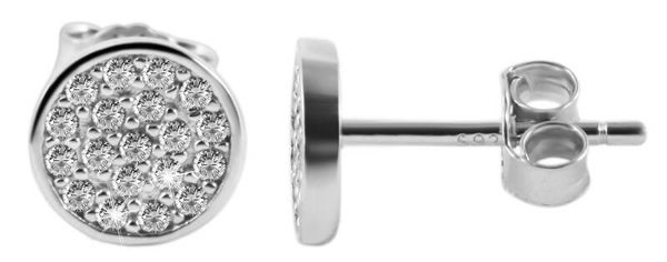 "Bahrai "925/- Echt Silber Ohrstecker, rund mit weißem Zirkoniabesatz, rhodiniert   5300134-002