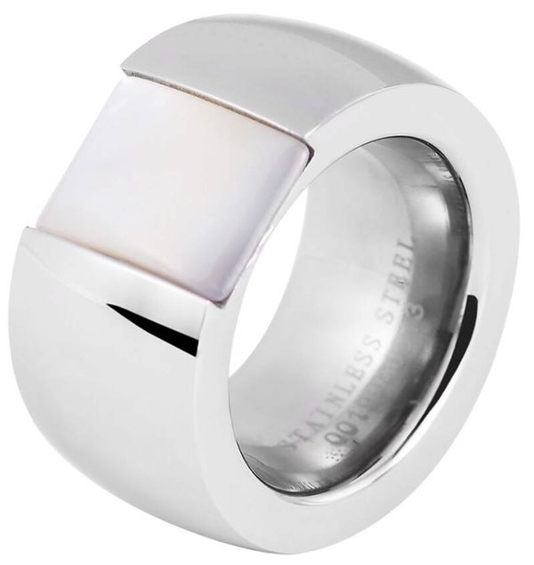 Khatib", Edelstahl Damenring, Perlmutt  5060250-60