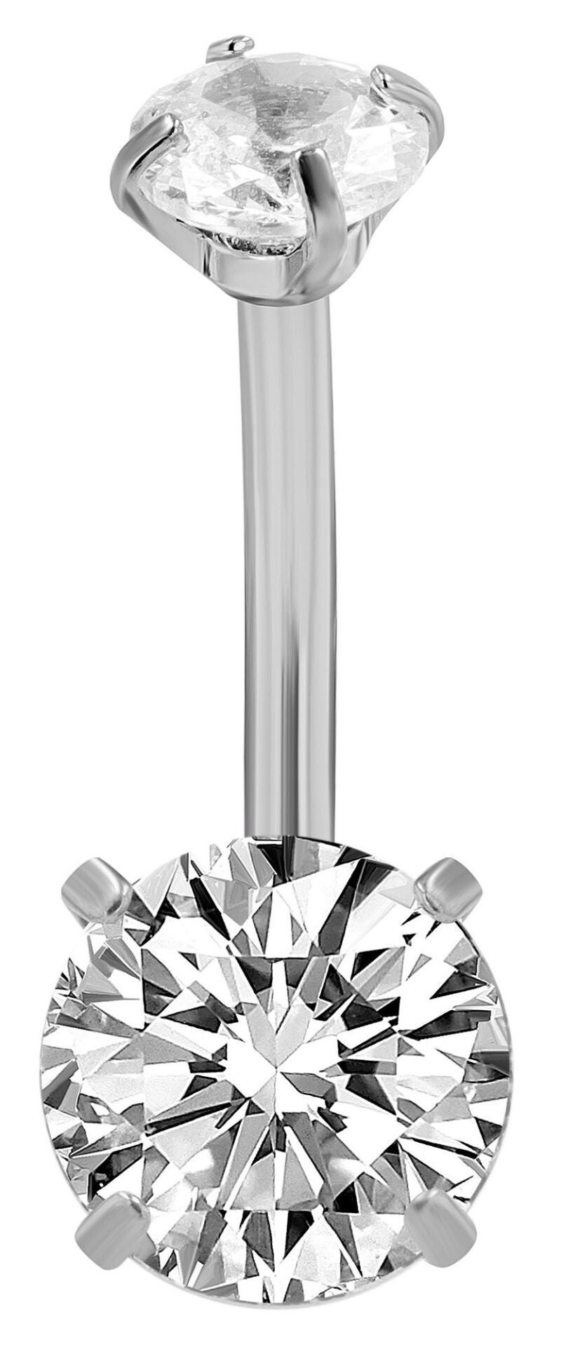 "Dasha" 316L Edelstahl-Messing Bauchnabelpiercing, Zirkoniabesatz, Stabstärke 1,6 mm/ Länge 11 mm