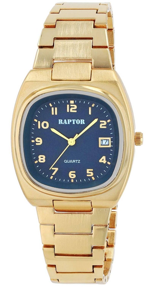 Lina Mae" Raptor Damenuhr mit Edelstahlarmband, 3ATM, goldfarben/ Dunkelblau