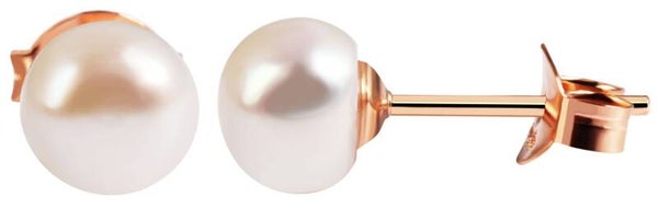 "Isabella", 925/- Echtsilber Ohrstecker, Süßwasserperle, rosévergoldet, Ø 6 mm   5300246-002