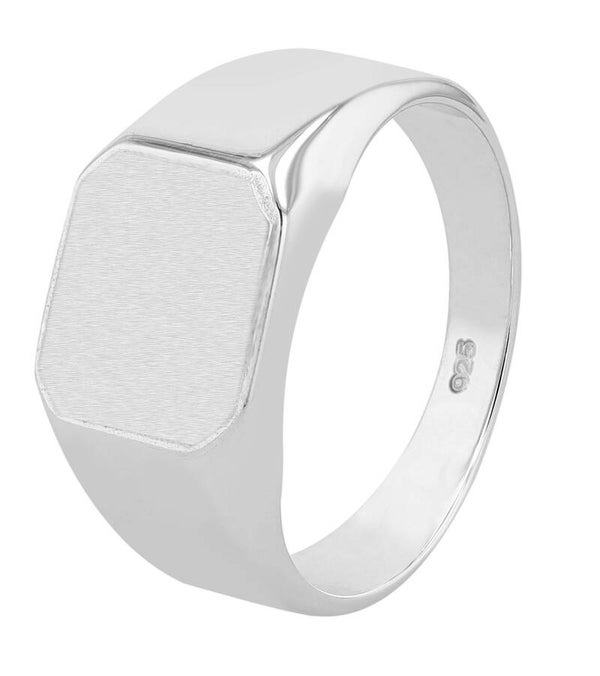 925/- Echt Silber Siegelring "Tjark", rhodiniert, massiv, mattiert/poliert, Gr. 66  5330050-66