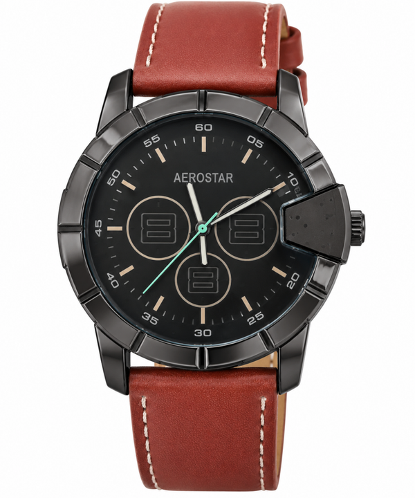 AEROSTAR  Herrenuhr – Schwarz & Rotbraun