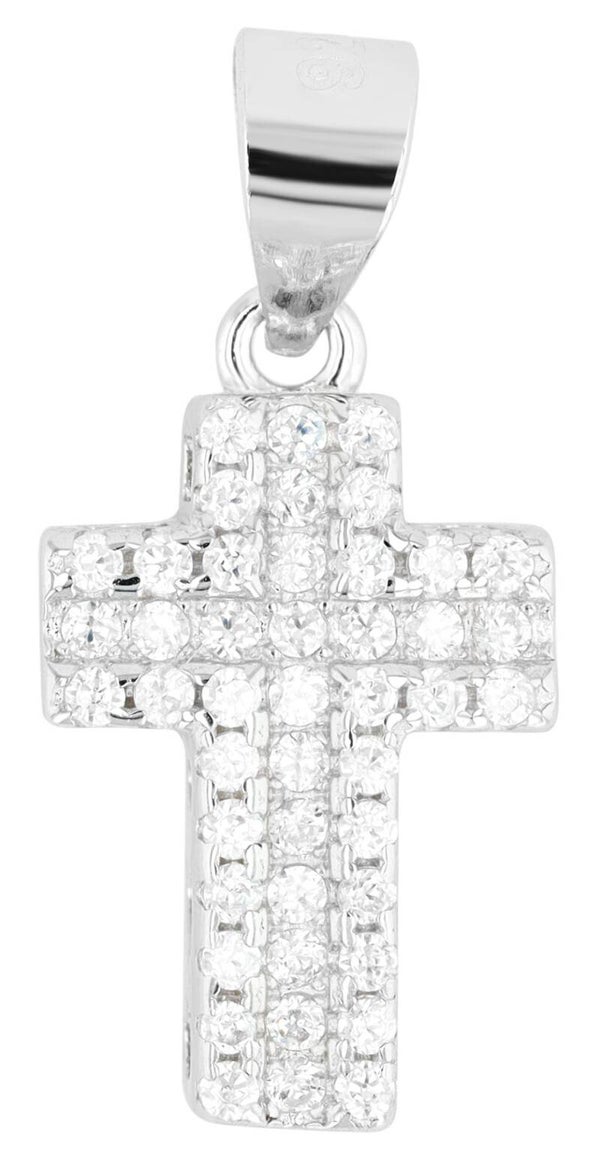 "Eileen" 925/- Echt Silber Anhänger, rhodiniert, Zirkoniabesatz, Kreuz