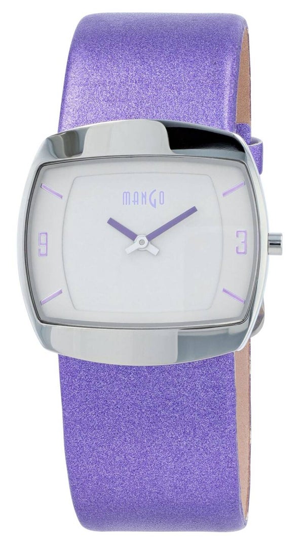 Mango Damenuhr 33 x 34 mm, Lederimitat, metallic lila