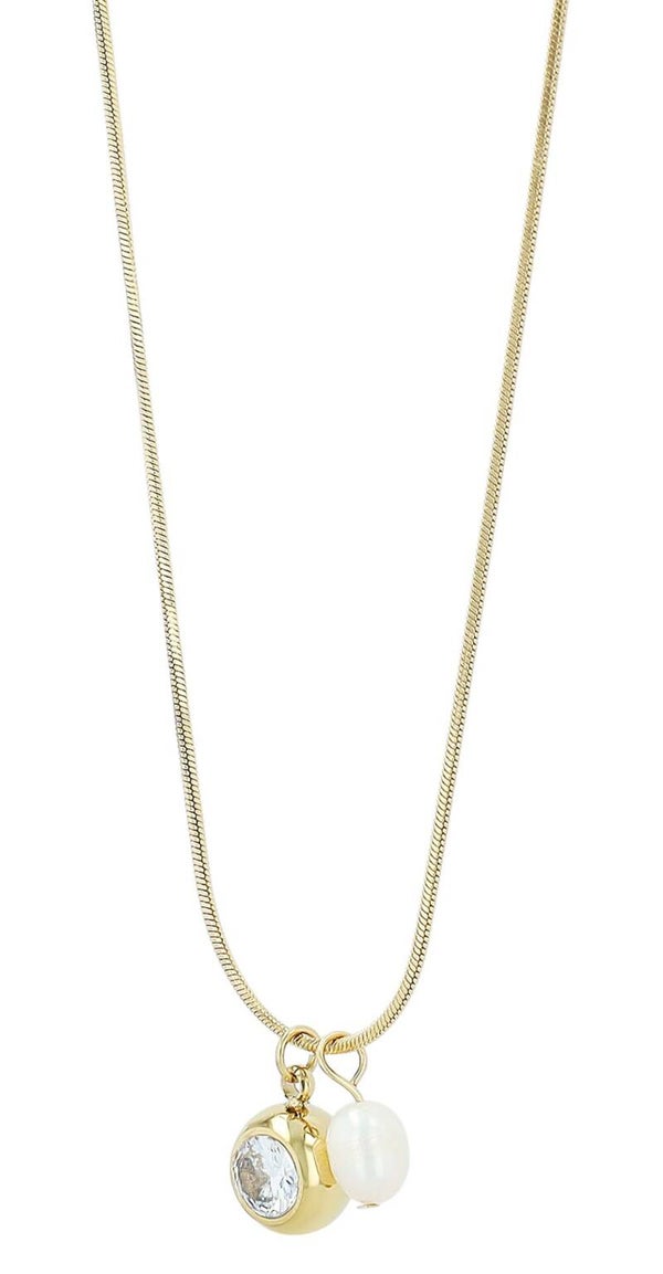 Alyssa" Edelstahlkette mit Anhänger und Süßwasserperle 41 + 5 cm