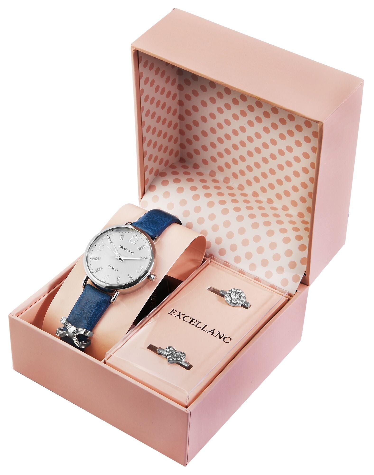 Excellanc Damengeschenkset mit Armbanduhr und drei Charms