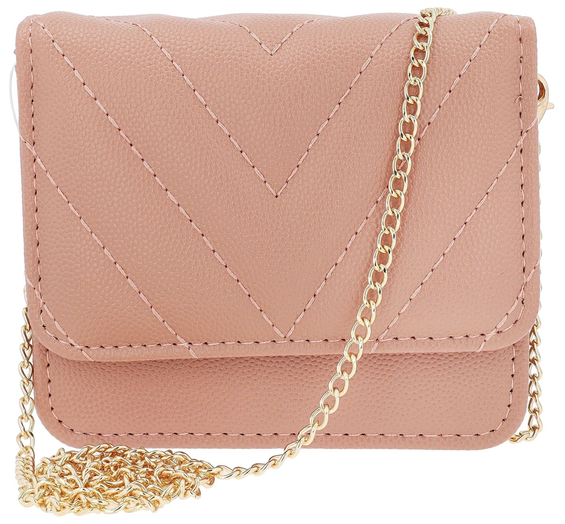 Mini Tasche mit Steppnaht und Spiegel innen, Lederimitat