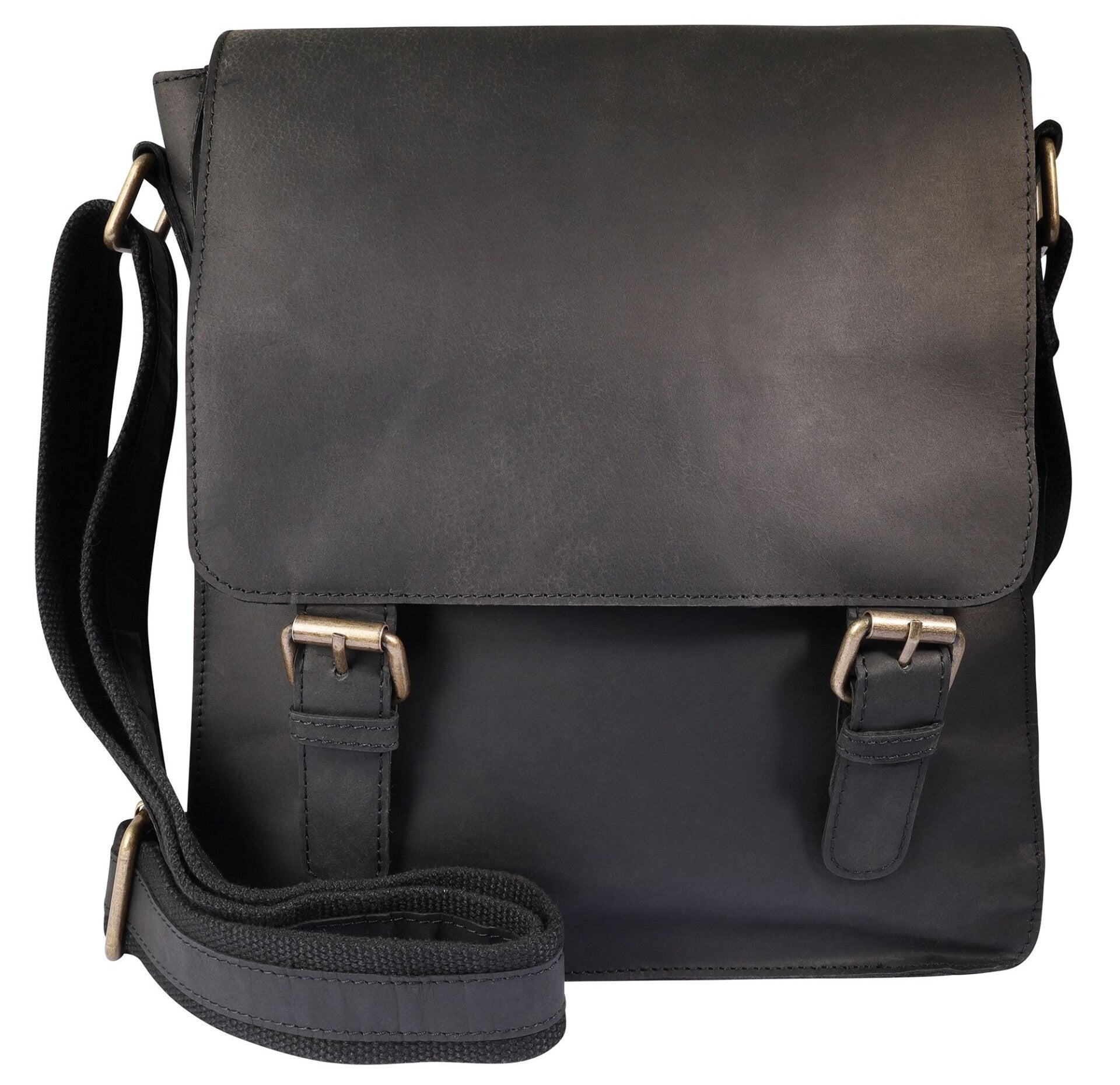 Leonardo Verrelli, Echtleder Umhängetasche, verstellbarer Riemen, Überschlag mit Magnetverschluss