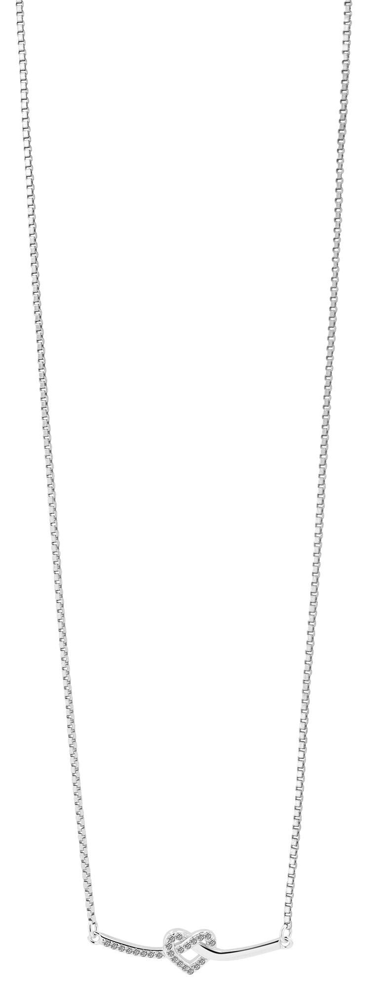 925er Sterlingsilber Halskette "Juglans" mit Herzanhänger, rhodiniert, 42 + 2 cm