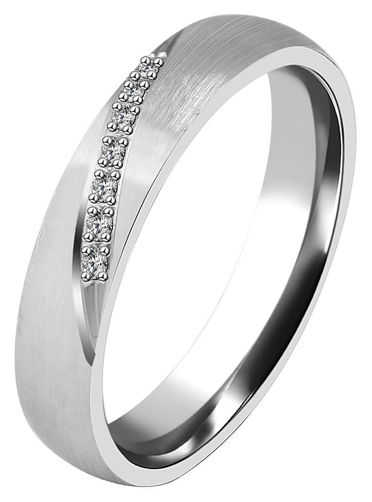 925/- Echt Silber Partnerring "Emilia" für Damen, Zirkoniabesatz, rhodiniert