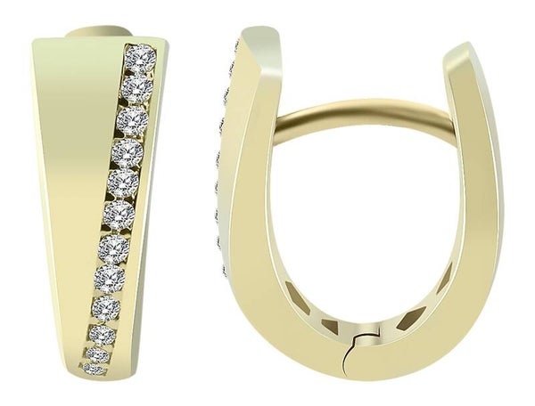 333/- Gold Klapp-Creolen "Sheyla", Zirkoniabesatz, Gelbgold, 8 Karat