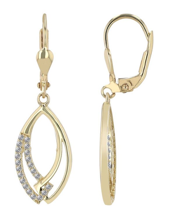 333er/ Gold Ohrringe "Laivina", hängend, Gelbgold mit Zirkoniabesatz