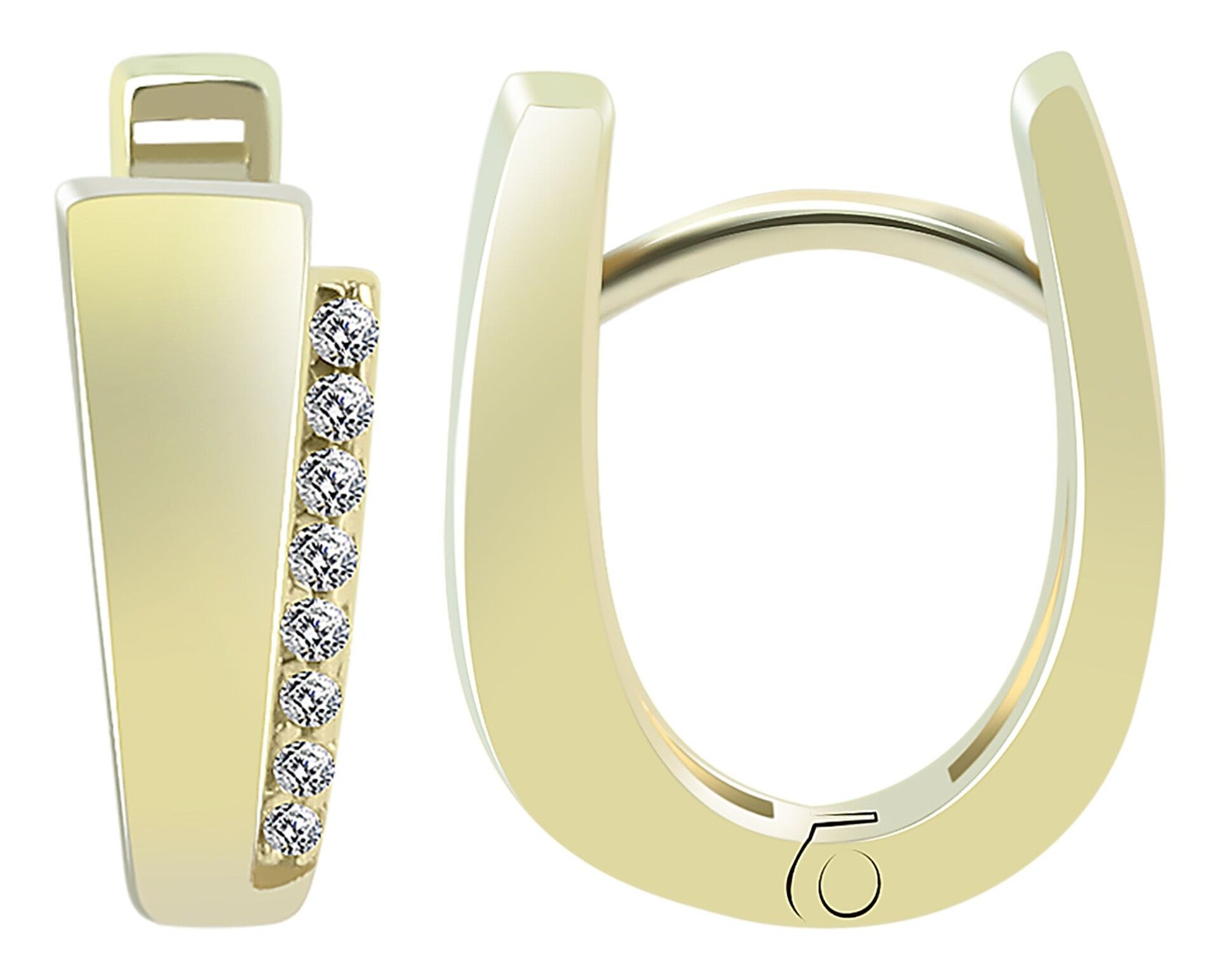 585/- Gold "Anike" Klapp-Creolen, Zirkoniabesatz, 14 Karat, Gelbgold