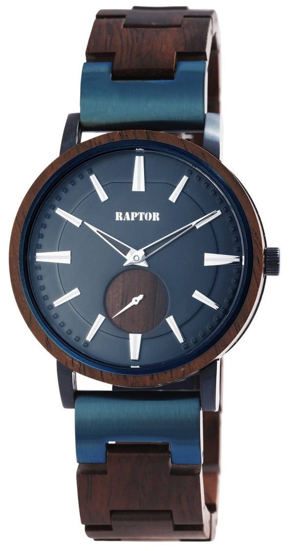 Raptor Herrenuhr "Birdy" aus Edelstahl mit Holz und dezentraler Sekunde