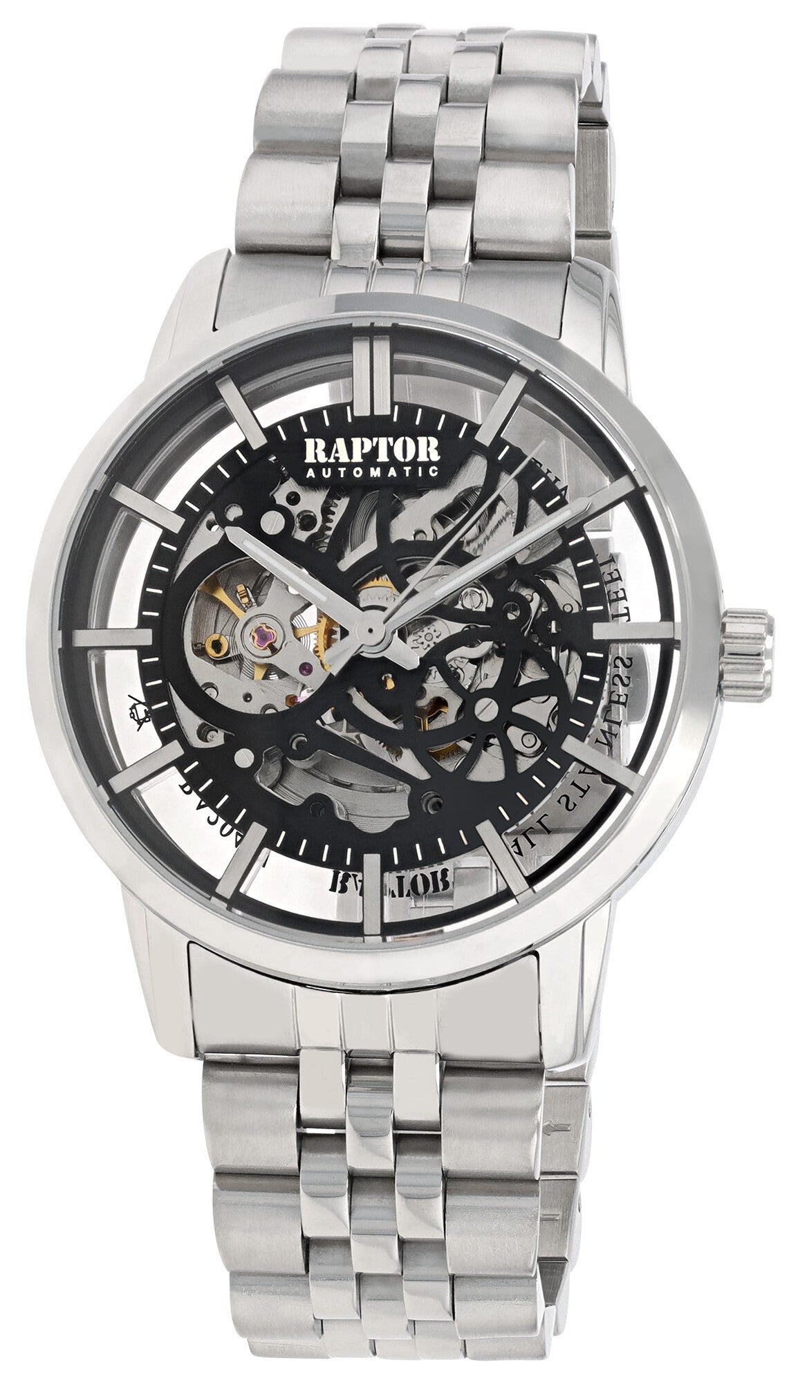 RAPTOR AUTOMATIK Skelett-Herrenuhr "Leo", Edelstahl, 5 ATM, Ø 44 mm