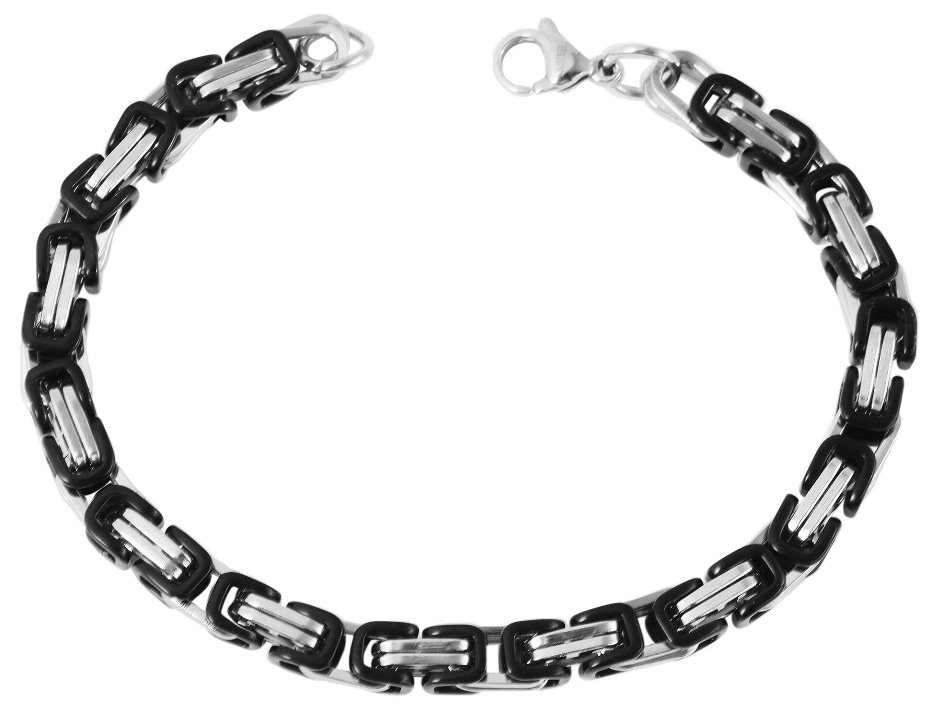 Raptor Königskettenarmband, Edelstahl, silberfarben und schwarz, Stärke 5 mm