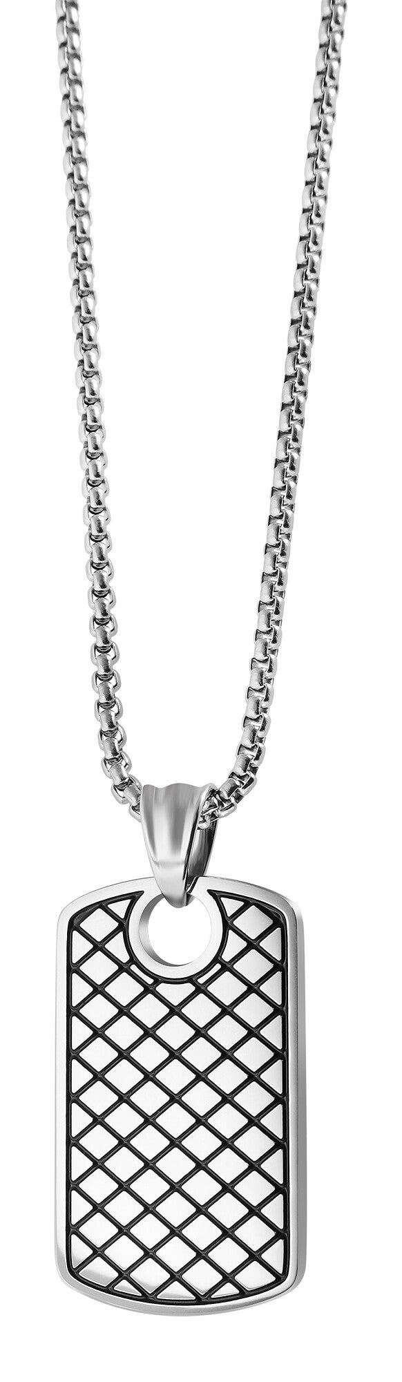 Raptor Halskette mit Dog Tag Anhänger, gravierbar, 61 cm, silberfarben