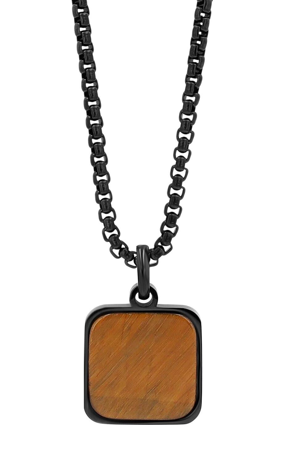 Raptor Erbskette mit Natursteinanhänger, Edelstahl, 61 cm