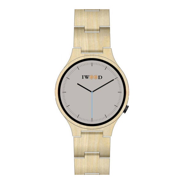 Iwood Echtholz Herrenuhr Ahornholz Beige mit Ronda Uhrwerk