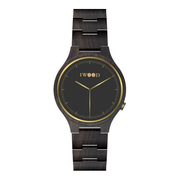 Iwood Echtholz Herrenuhr aus Schwarzholz mit Ronda 763 Uhrwerk