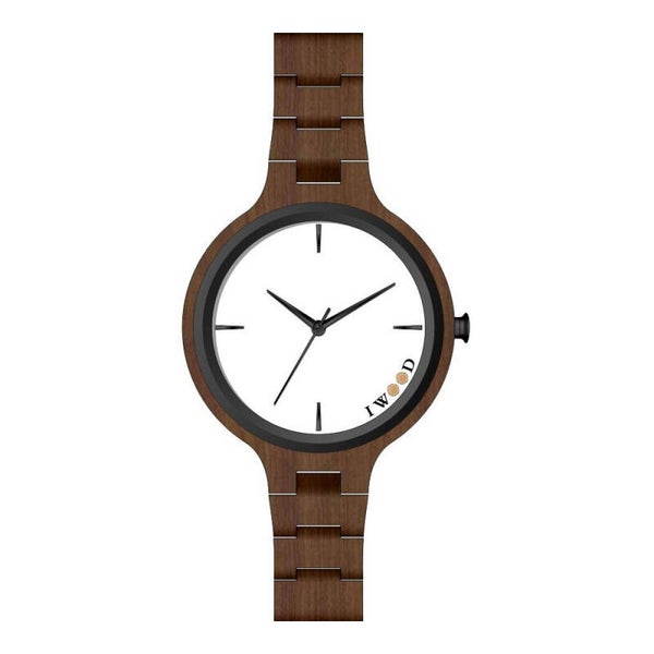 Iwood  Echtholz Damenuhr Walnussholz Braun mit Miyota Uhrwerk