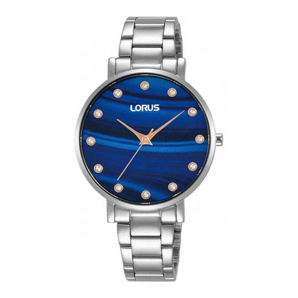 Lorus Damenuhr Edelstahl Silber mit blauem Zifferblatt