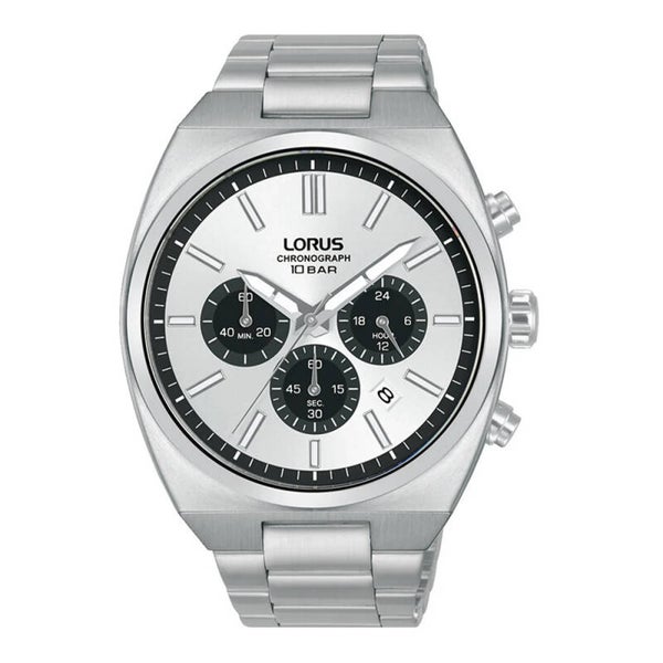 Lorus Herrenuhr Chronograph Edelstahl Silber Schwarz mit Datumsanzeige