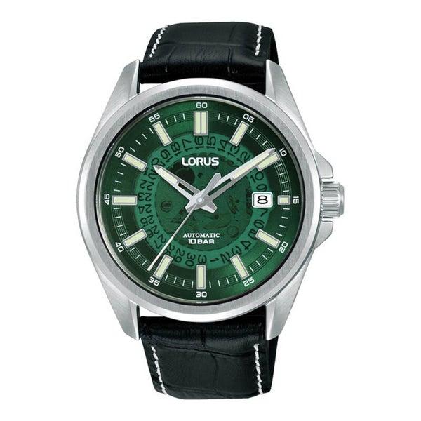 Lorus Herrenuhr Automatik Edelstahl Grün mit Glasboden