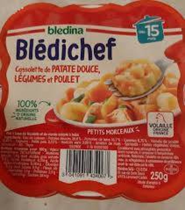 BLEDICHEF CASSOLETTE PATATE DOUCE POULET 250GRS