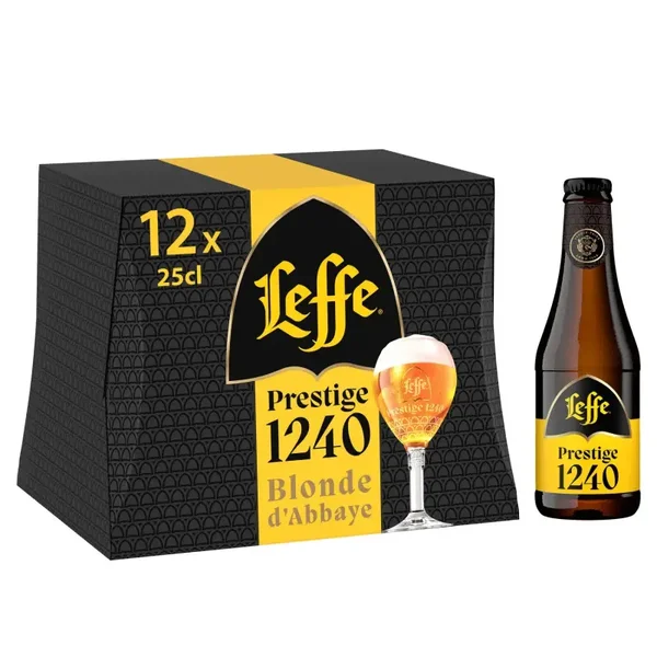 BIERE LEFFE PRES 12 X25CL Bière Blonde D'Abbaye Prestige 8,5% LEFFE