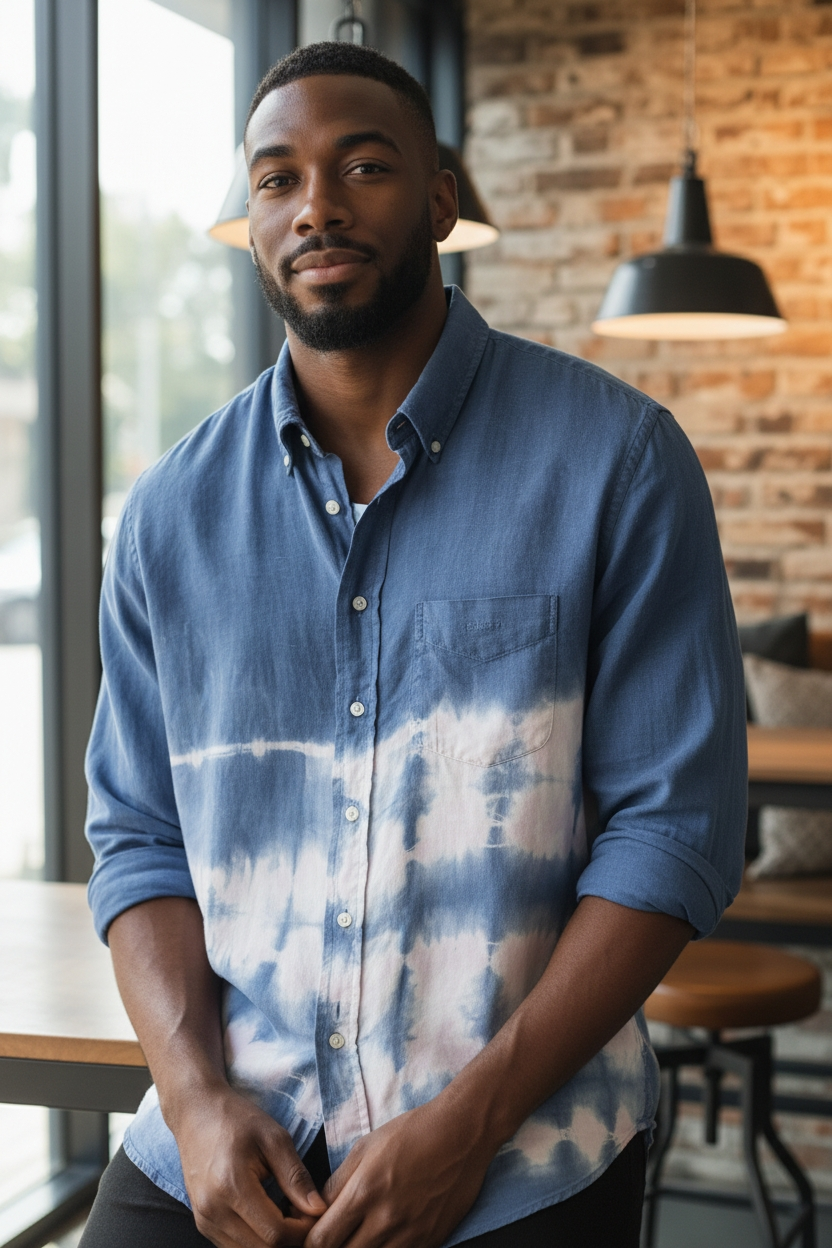 X large linen shirt indigo