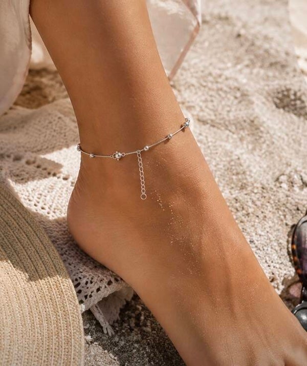 Adjustable Stainless Steel Beaded Anklet