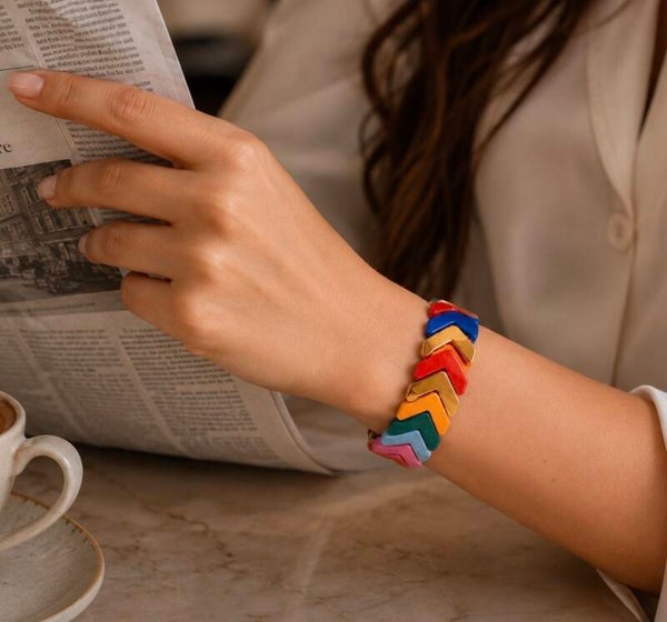 Multicolour Resin Chevron Statement Bracelet