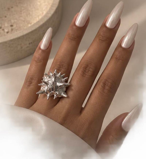 Chunky Silver Tone  Punk Stylish Ring – Medium Size