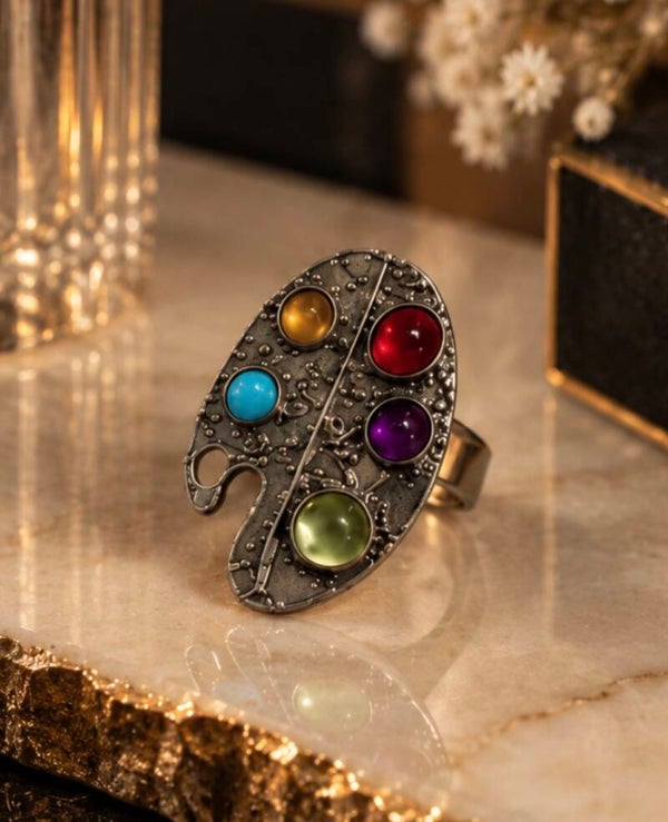 Colour Pop Artist Palette Adjustable Ring UK M