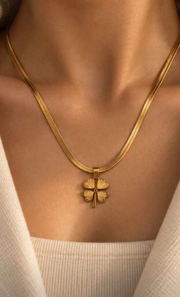 Gold tone stainless steel snake chain necklace