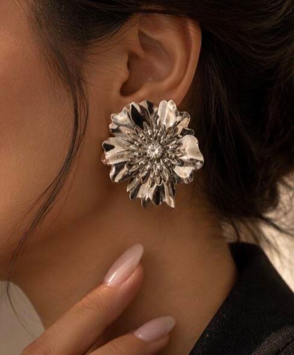 Silver Bloom Statement Earrings