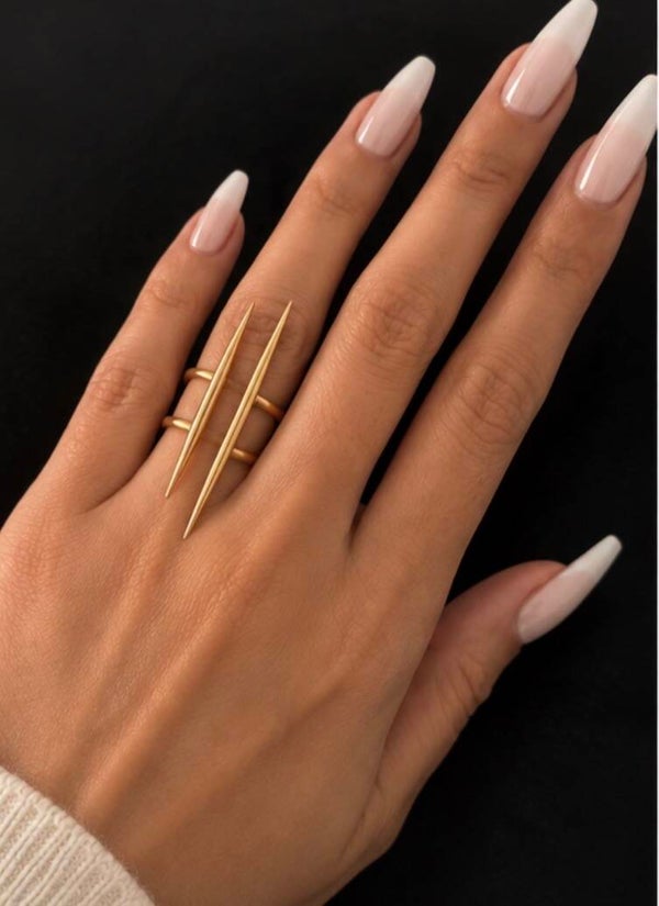 Double Spike Statement Stainless Steel Ring
