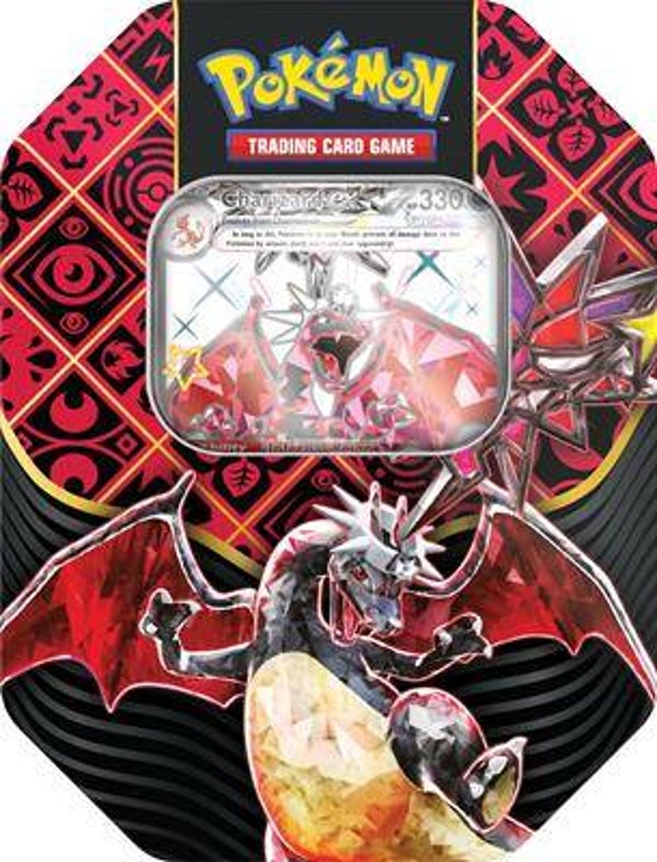 Pokémon TCG: SV04.5 Paldean Fates Ex Tin Charizard/Great Tusk/Iron Treads