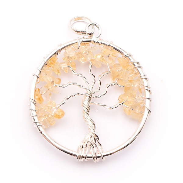 PENDENTIF ARBRE DE VIE 40MM CITRINE CHAUFFÉE A