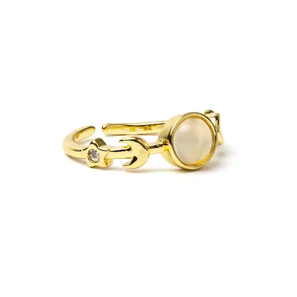 bague réglable agate blanche