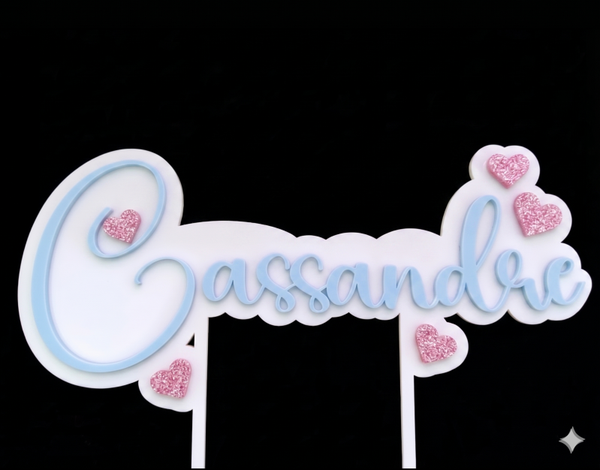 Pique à Gâteau en Plexiglas  "Cake Topper" :  Âge ou Prénom A PERSONNALISER