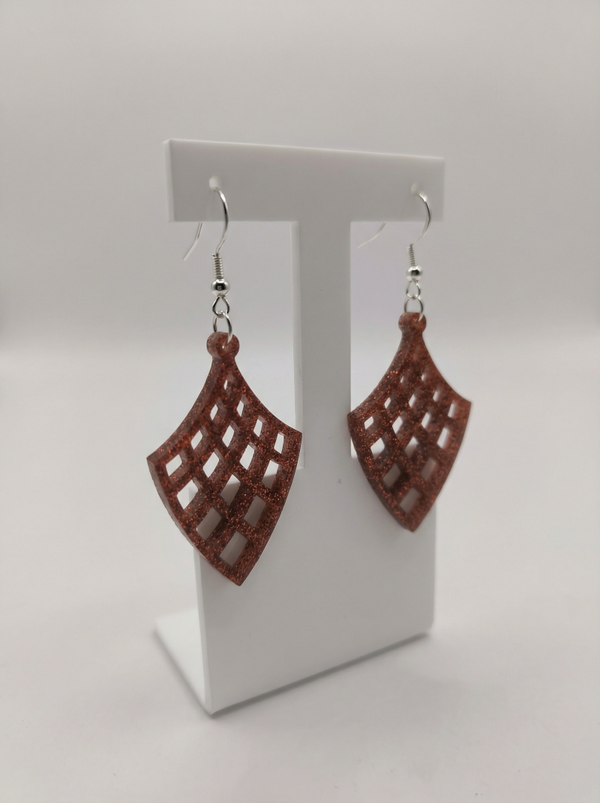 Boucles d'oreilles en plexiglas pailleté "Losanges"