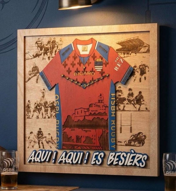 Tableau RUBGY " ASBH Béziers " en bois multicouches (décoration murale)