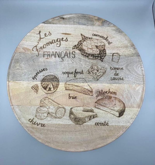 Plateau à Fromage en Bois Unique "Les Fromages FRANÇAIS"