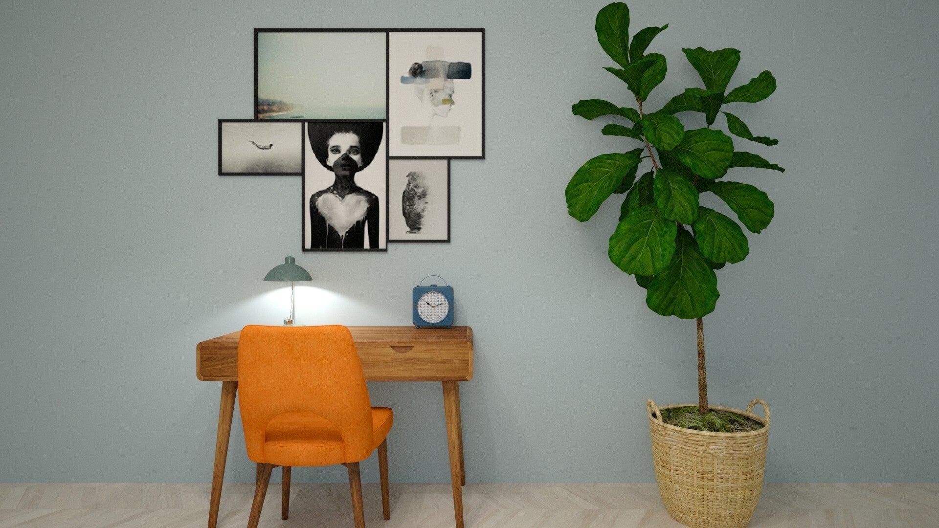 Interieur bureau fotolijstjes