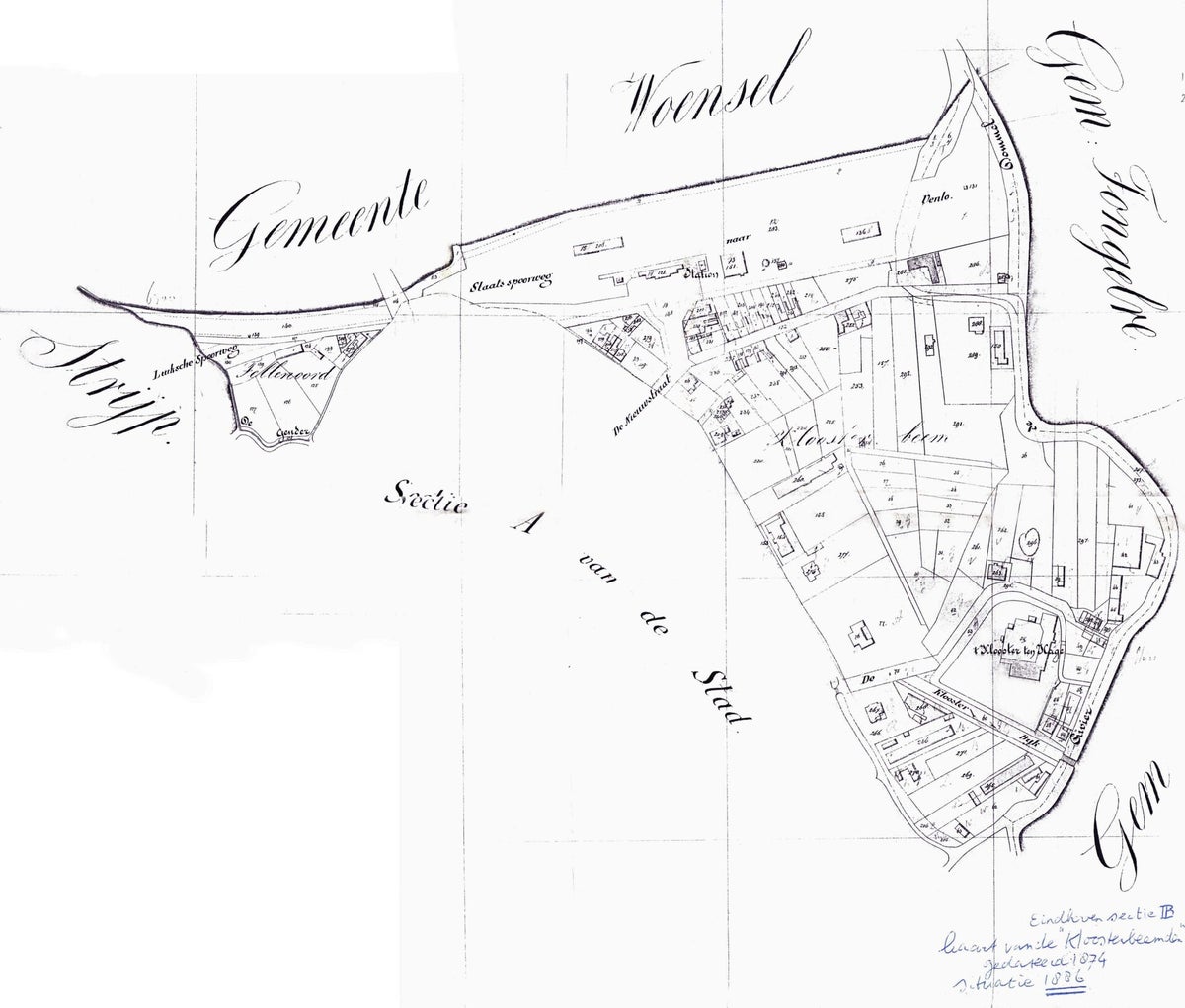 Kaart Woensel 1873 ouwwoensel