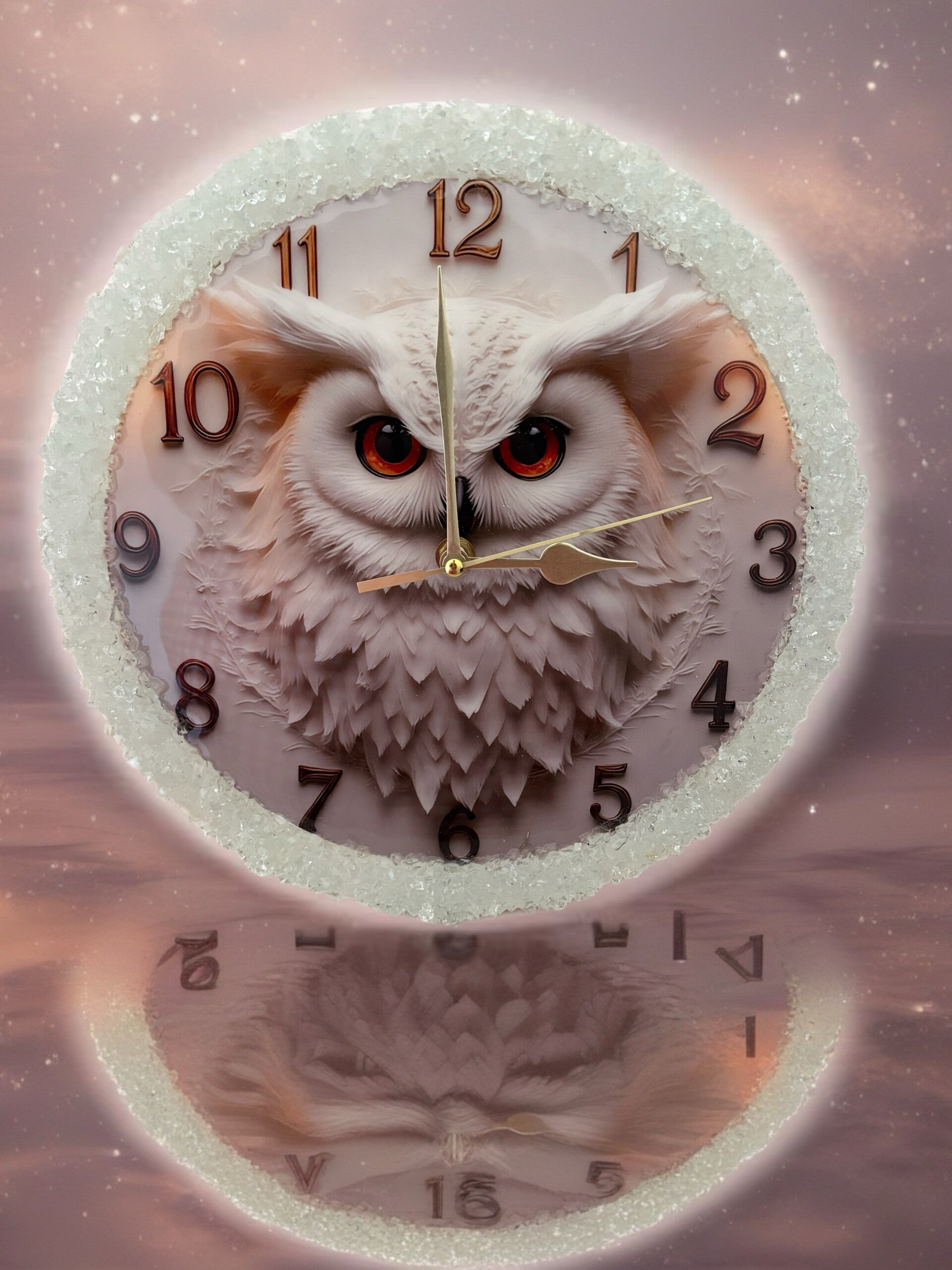 Resin owl clock